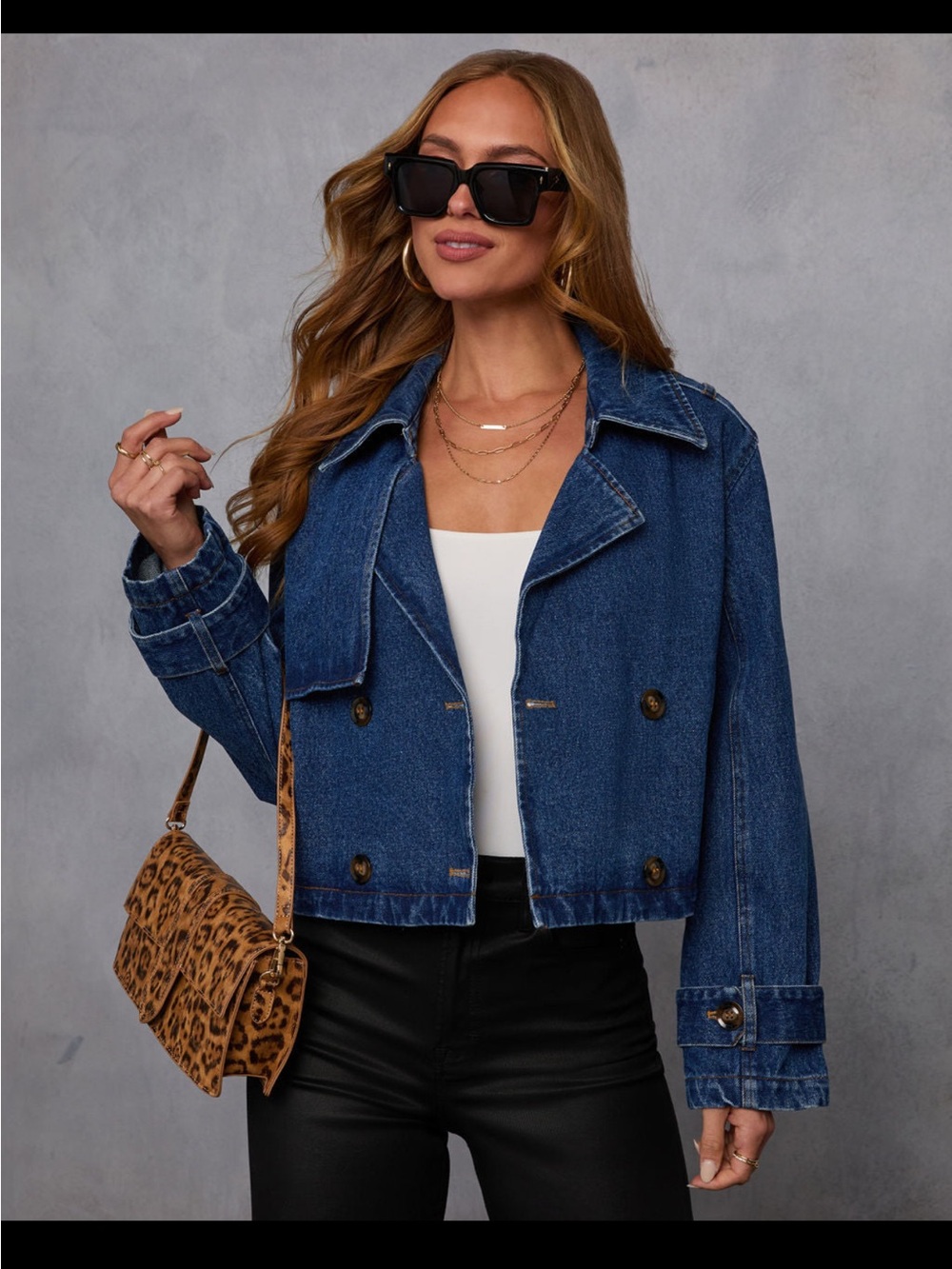 VICI Tavian Double Breasted Denim Jacket NEW Large $84